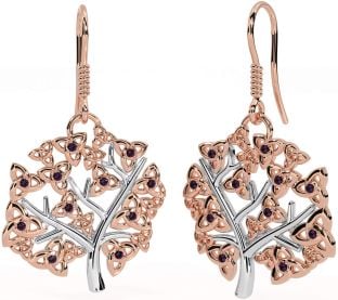 Alexandrit Rose Gold Arborele vieții celtic argintiu Cercei Trinity Knot Dangle