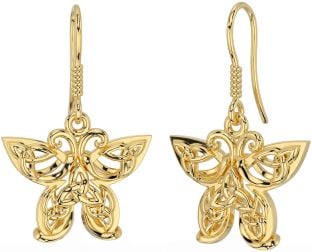 Gold Silver Celtic Trinity Knot Butterfly Dangle Earrings