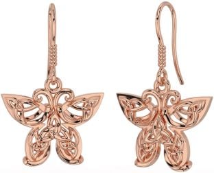 Rose Gold Celtic Trinity Knot Butterfly Dangle Earrings