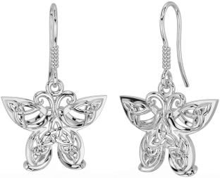 Silver Celtic Trinity Knot Butterfly Dangle Earrings