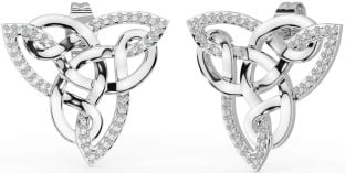 Diamond White Gold Trinity Knot Stud Earrings