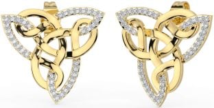 Diamond Gold Trinity Knot Stud Earrings