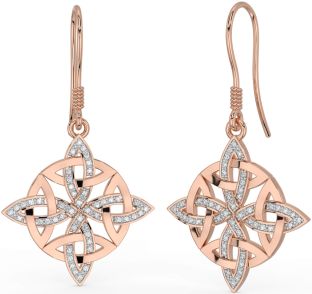 Diamant Rose Gold Silber keltisch Baumeln Ohrringe