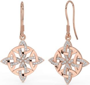 Diamant Rose Gold keltisch Baumeln Ohrringe