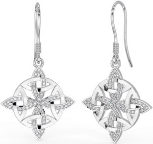 Diamond White Gold Celtic Dangle Earrings