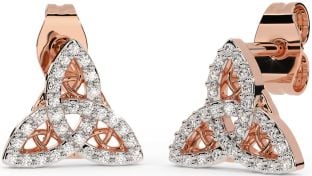 Diamant Rose Gold keltisch Dreieinigkeit Knoten Zucht Ohrringe