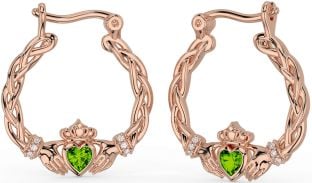 Diamant Peridot Rose Gull Sølv Celtic Claddagh Perle Dingle Øredobber