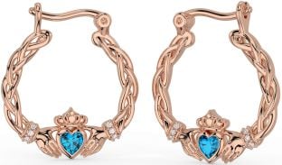 Diamante Topacio Rosa Oro Plata céltico Claddagh Perla Colgar Pendientes