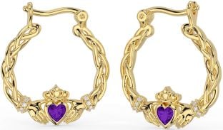 Diamant Amethyst Gold Silber keltisch Claddagh Perle Baumeln Ohrringe