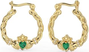 Diamante Esmeralda Oro Plata céltico Claddagh Perla Colgar Pendientes