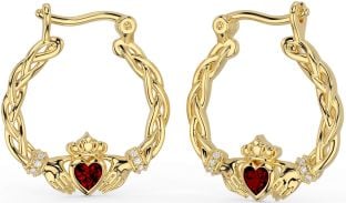 Diamante Granate Oro Plata céltico Claddagh Perla Colgar Pendientes