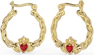 Diamante Rubi Ouro Prata céltico Claddagh Pérola Pendurar Brincos