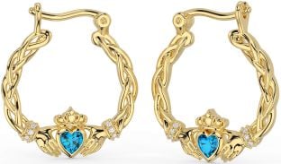 Diamante Topacio Oro Plata céltico Claddagh Perla Colgar Pendientes