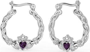 Diamante Alexandrite Prata céltico Claddagh Pérola Pendurar Brincos