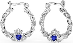 Diamant Saphir Argent celtique Claddagh perle Pendre Des boucles d'oreilles