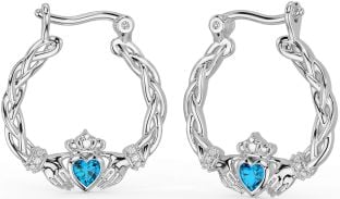 Diamant Topas Silber keltisch Claddagh Perle Baumeln Ohrringe