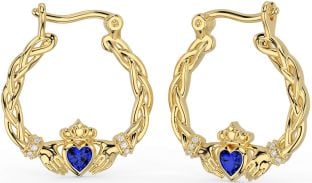 Diamant Saphir Gold keltisch Claddagh Perle Baumeln Ohrringe