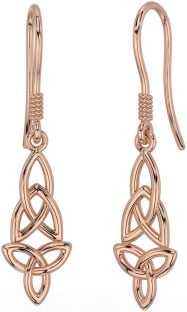 Rose Gold Celtic Trinity Knot Dangle Earrings