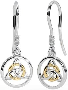 Gold Silver Celtic Trinity Knot Dangle Earrings