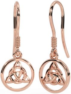 Rose Gold Silver Celtic Trinity Knot Dangle Earrings