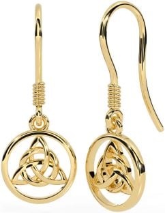 Gold Silver Celtic Trinity Knot Dangle Earrings