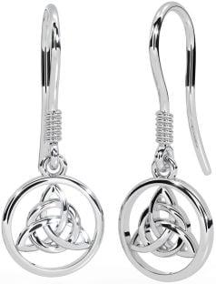 Celtic din aur alb Cercei Trinity Knot Dangle