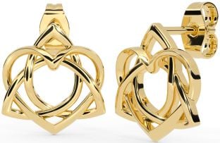 Altın Gümüş Kelt Üçlü Düğüm Kalp Damızlık Küpeler