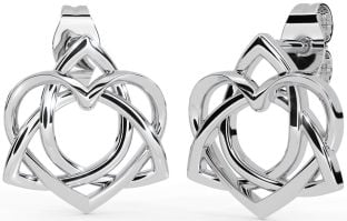 Silver Celtic Trinity Knot Heart Stud Earrings