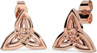 Rose Gold Silver Celtic Trinity Knot Stud Earrings