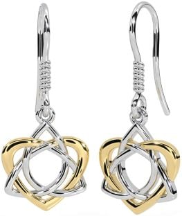 Aur Galben Alb Celtic Trinity Knot Dangle Inimă Cercei