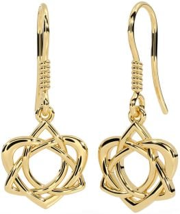 Gold Celtic Trinity Knot Heart Dangle Earrings