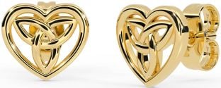 Gold Silver Celtic Trinity Knot Heart Stud Earrings