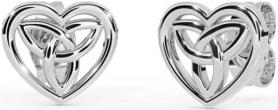 Silver Celtic Trinity Knot Heart Stud Earrings