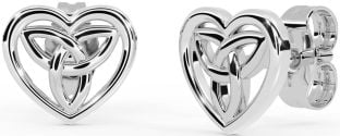 Silver Celtic Trinity Knot Heart Stud Earrings