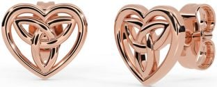 Rose Gold Celtic Trinity Knot Heart Stud Earrings
