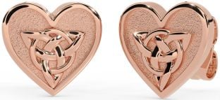 Rose Gold Silver Celtic Trinity Knot Heart Stud Earrings