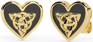 Gold Silver Black Rhodium Celtic Trinity Knot Heart Stud Earrings