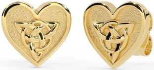 Gold Silver Celtic Trinity Knot Heart Stud Earrings