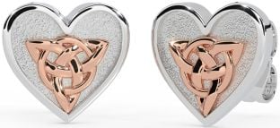 Aur roz Argint Celtic Trinity Knot Heart Stud Cercei