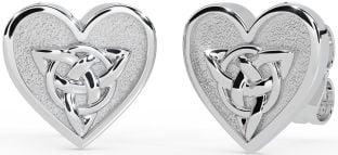 Silver Celtic Trinity Knot Heart Stud Earrings