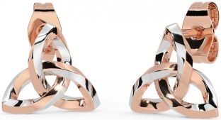 Rose Gold Silver Celtic Trinity Knot Stud Earrings