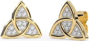 Diamond Gold Celtic Trinity Knot Stud Earrings