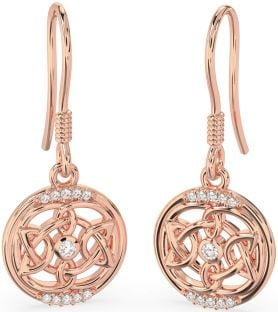 Diamante Rosa Oro Plata céltico Colgar Pendientes