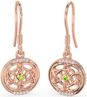 Diamante Peridoto Rosa Oro Argento celtico Penzolare Orecchini