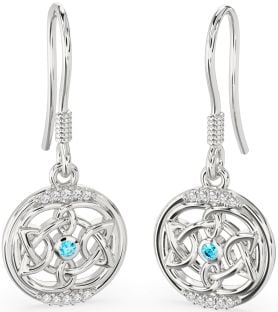 Diamant Topaze Argent celtique Pendre Des boucles d'oreilles