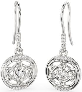 Diamante Branco Ouro céltico Pendurar Brincos