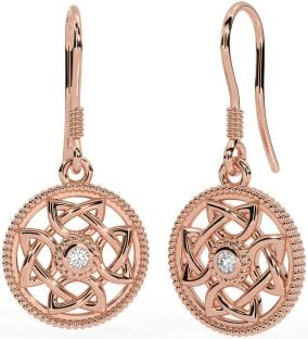 Diamante Rosa Ouro Prata céltico Pendurar Brincos