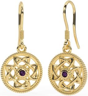 Alexandrite Gold Silver Celtic Dangle Earrings