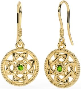 Peridoto Ouro Prata céltico Pendurar Brincos