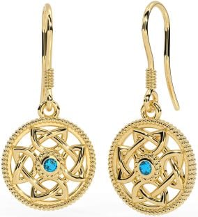 Topaz Gold Silver Celtic Dangle Earrings